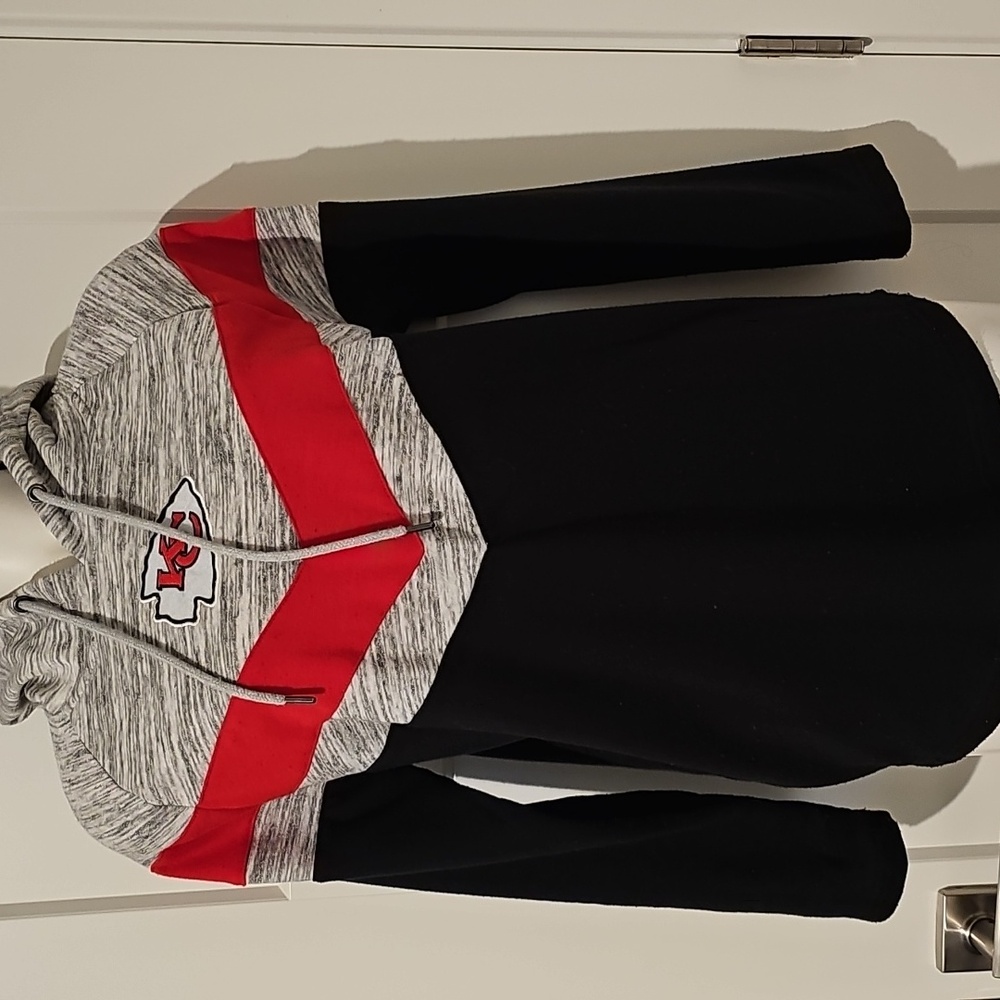 NFL Team Kansas City Chiefs Black and Gray Hoodie
